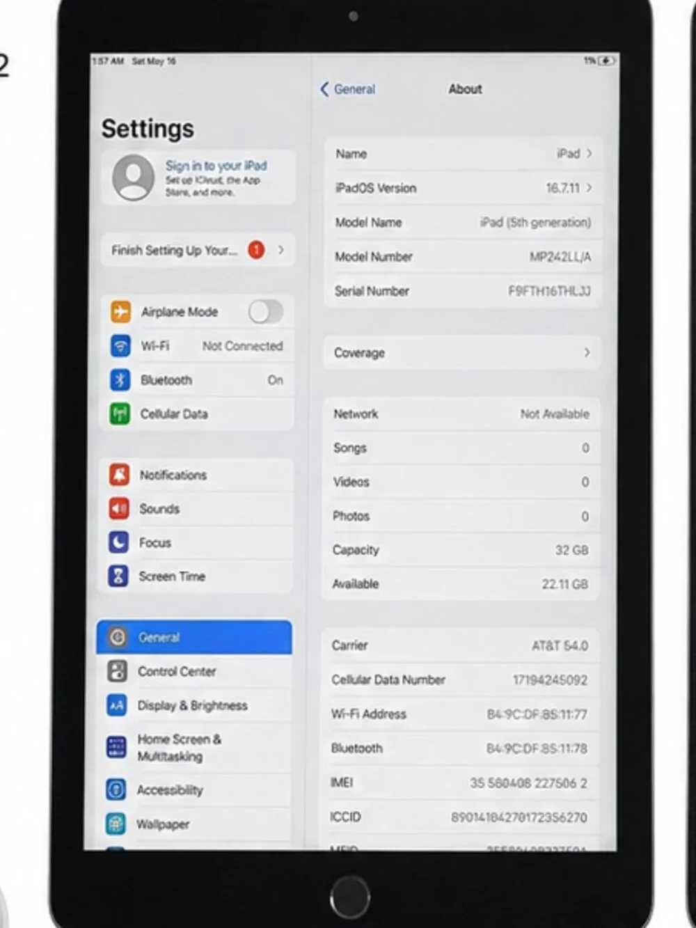 Apple iPad 5, 32 gb, Unlocked, Cellular, Black, #3D